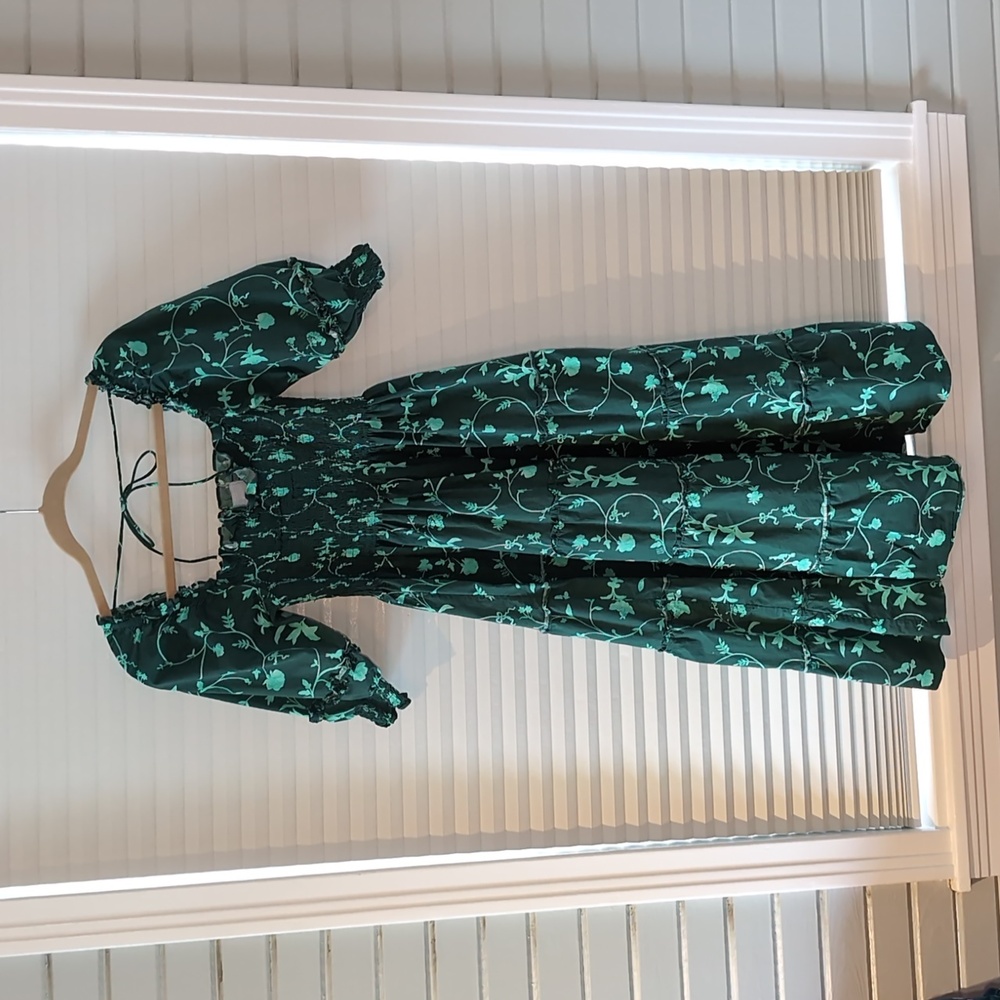 Nesli Nap Dress - Emerald Botanical Poplin